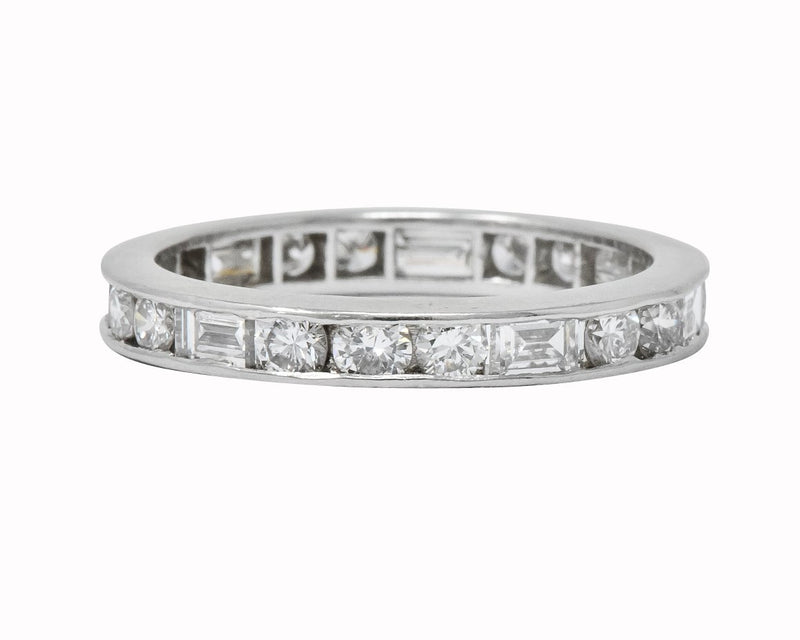 Cartier 1.75 CTW Round Brilliant Baguette Diamond Platinum Eternity Band Ring - Wilson's Estate Jewelry