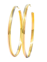 Cartier 18 Karat Gold Tri-Gold Trinity Hoop Earrings - Wilson's Estate Jewelry