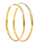 Cartier 18 Karat Gold Tri-Gold Trinity Hoop Earrings - Wilson's Estate Jewelry