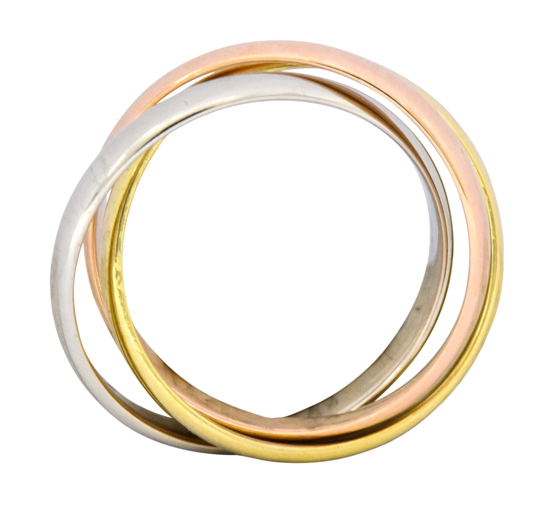 Cartier 18 Karat Tri-Colored Gold Unisex Trinity Rolling Ring - Wilson's Estate Jewelry