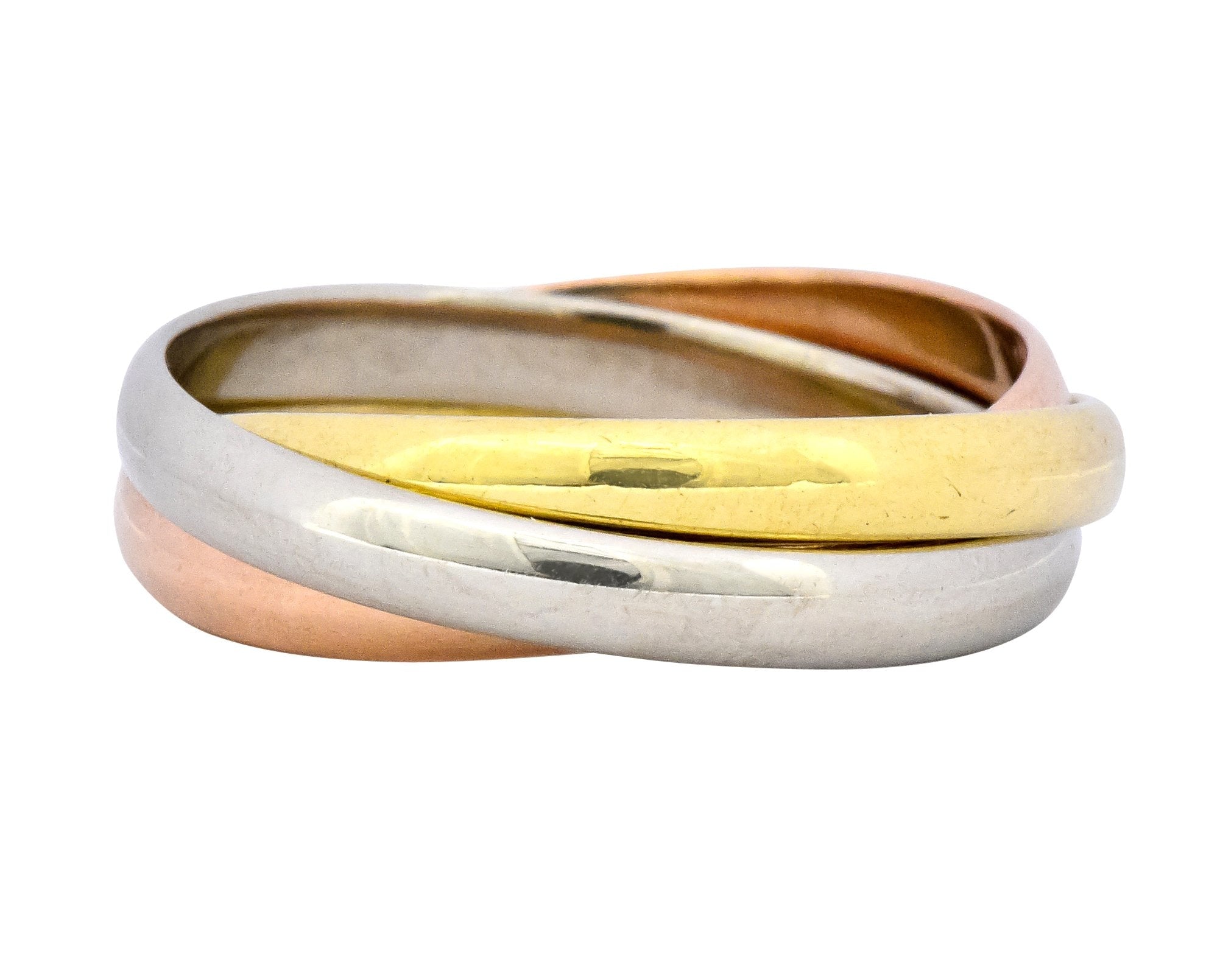 Cartier 18 Karat Tri-Colored Gold Unisex Trinity Rolling Ring - Wilson's Estate Jewelry