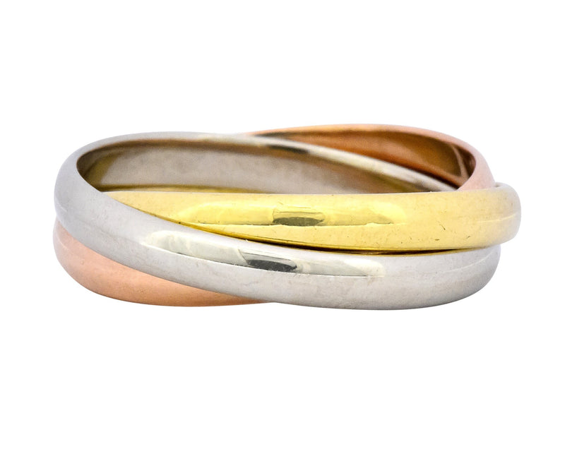 Cartier 18 Karat Tri-Colored Gold Unisex Trinity Rolling Ring - Wilson's Estate Jewelry