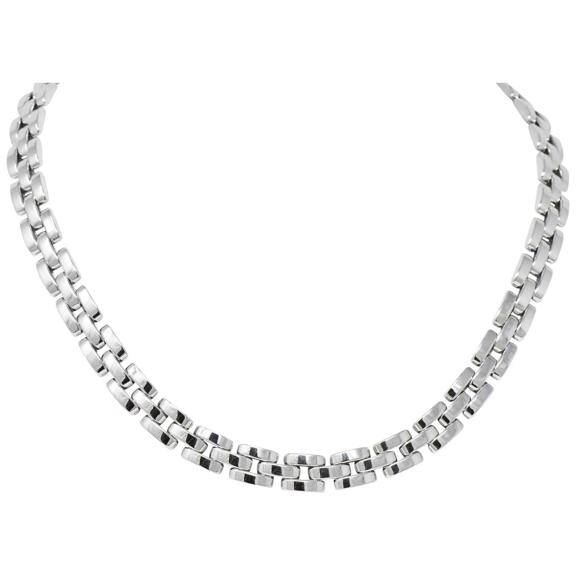 Cartier 18 Karat White Gold Panthère Collar Necklace Wilson's Estate Jewelry