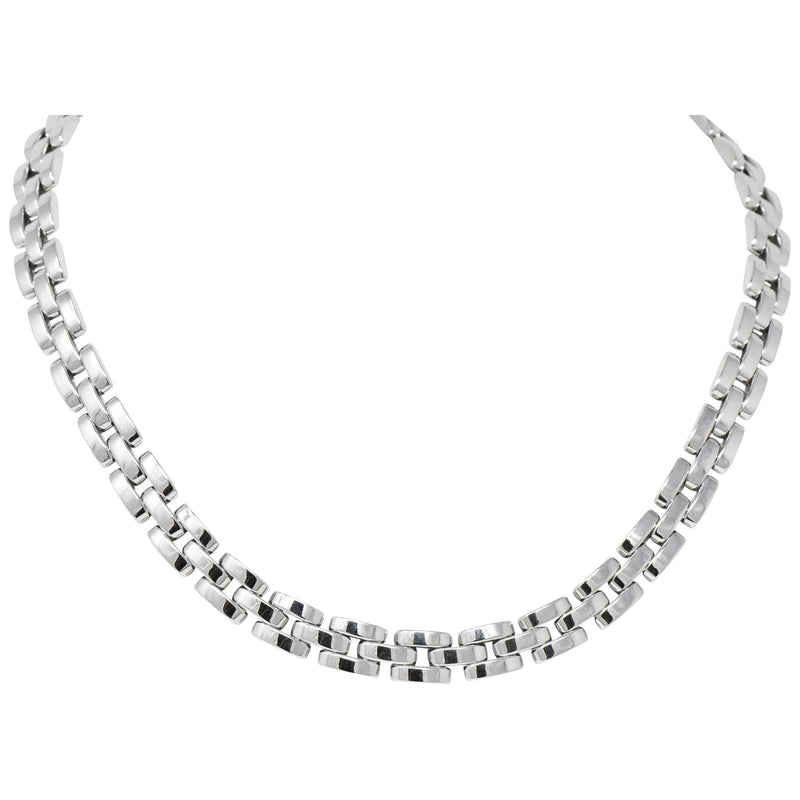 Cartier 18 Karat White Gold Panthère Collar Necklace Wilson's Estate Jewelry