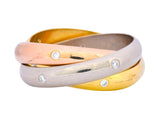 Cartier Diamond 18 Karat Tri-Colored Gold Trinity Rolling Ring - Wilson's Estate Jewelry