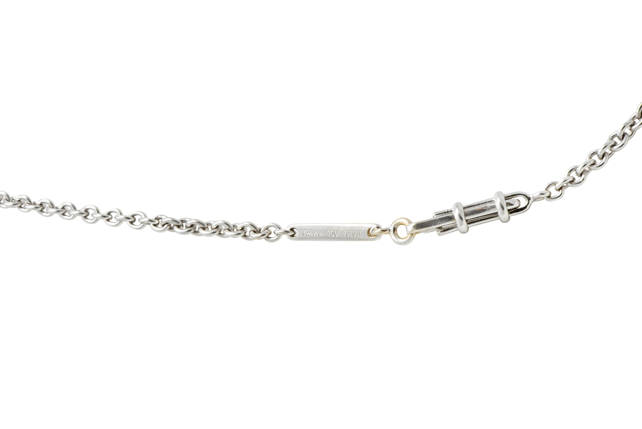 Cartier Diamond 18 Karat White Gold Contemporary French Solitaire Necklace - Wilson's Estate Jewelry