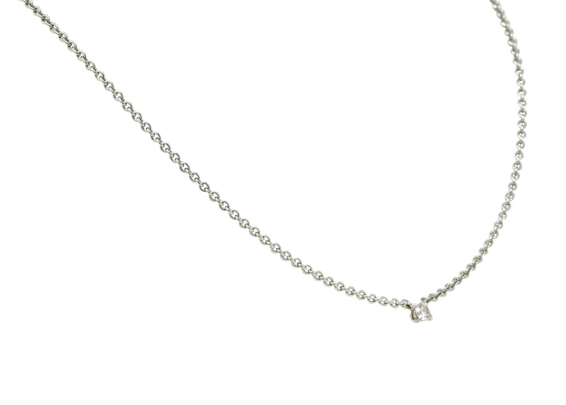 Cartier Diamond 18 Karat White Gold Contemporary French Solitaire Necklace - Wilson's Estate Jewelry
