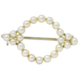 Cartier Mid Century Cultured Pearl Platinum 14 Karat Gold Pin Brooch Wilson's Estate Jewelry