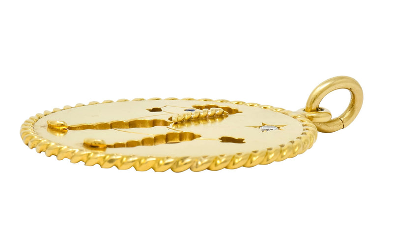 Cartier Mid-Century Diamond Sapphire 18 Karat Gold Large Poodle Dog Pendant Charm - Wilson's Estate Jewelry