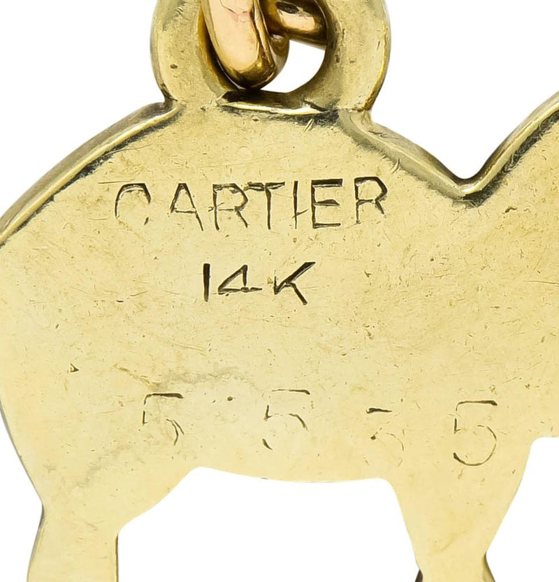 Cartier Vintage Black Enamel 14 Karat Gold Cat Charm - Wilson's Estate Jewelry