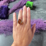 Vintage Citrine Diamond 18 Karat Yellow Gold Platinum Gemstone Ring