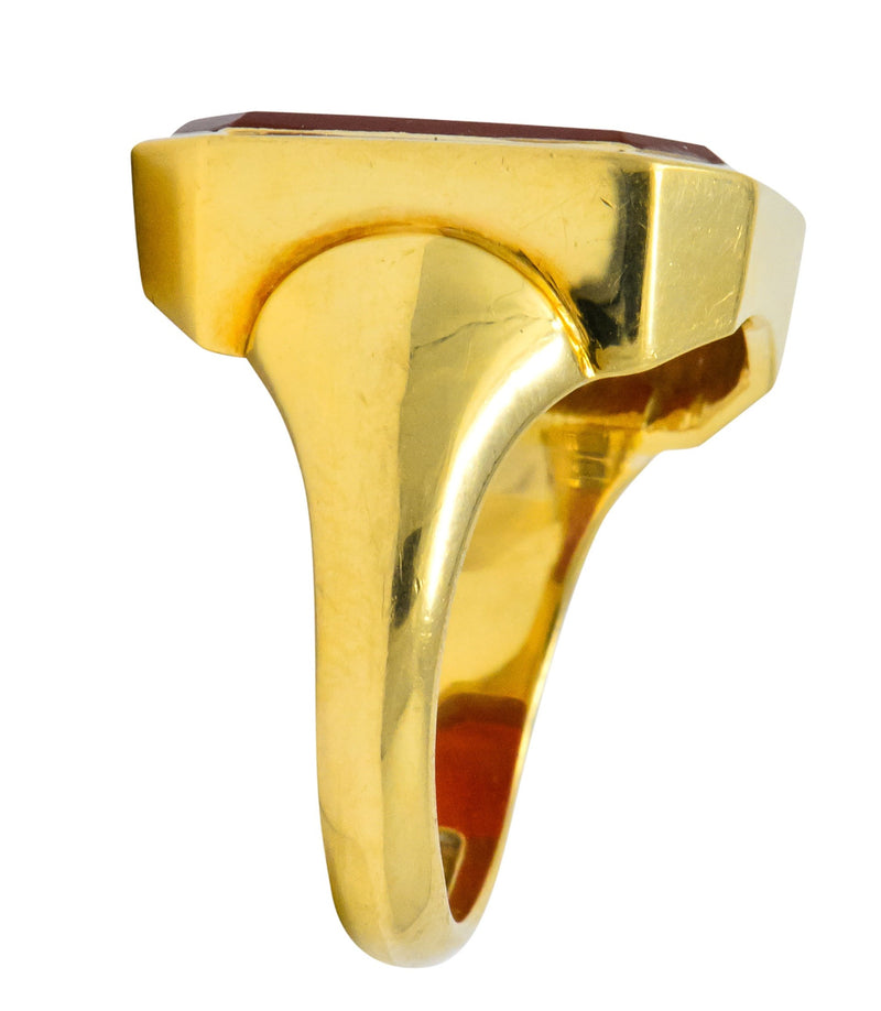 Charles Green & Son Vintage English Carnelian Intaglio 18 Karat Gold Unisex Signet Ring - Wilson's Estate Jewelry