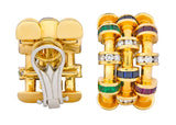 Charles Krypell 4.40 CTW Sapphire Ruby Emerald Diamond 18 Karat Gold Ear-Clip Earrings - Wilson's Estate Jewelry