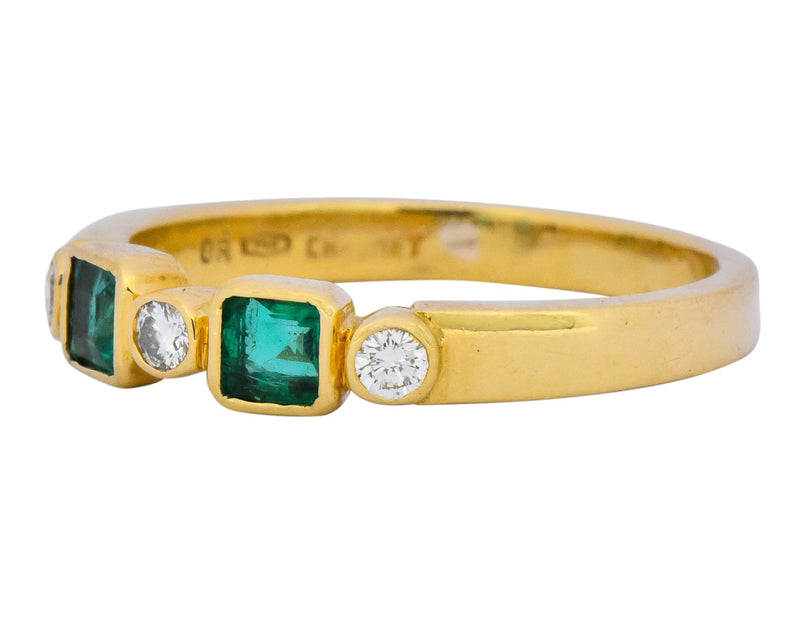 Chaumet Paris Emerald Diamond 18 Karat Gold Stacking Ring - Wilson's Estate Jewelry