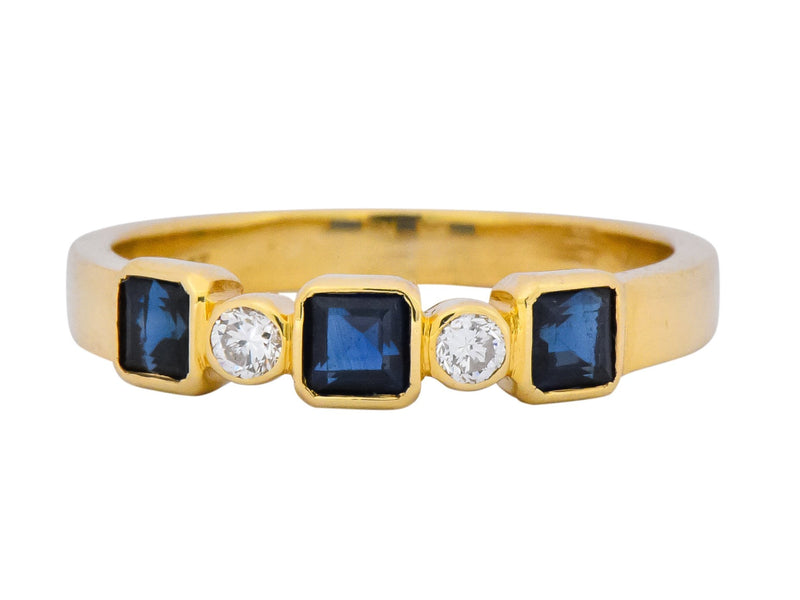 Chaumet Paris Sapphire Diamond 18 Karat Gold Stacking Ring - Wilson's Estate Jewelry