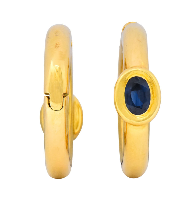 Chaumet Paris Vintage 1.00 CTW Sapphire 18 Karat Gold Hoop Earrings - Wilson's Estate Jewelry