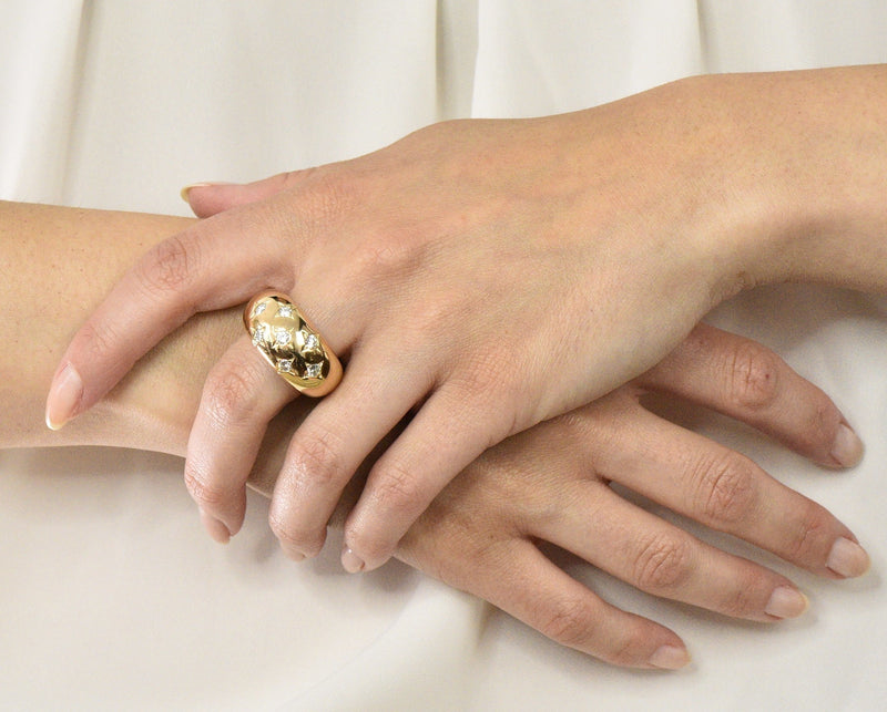 Chaumet Vintage 0.45 CTW Diamond 18 Karat Gold French Bombay Ring - Wilson's Estate Jewelry