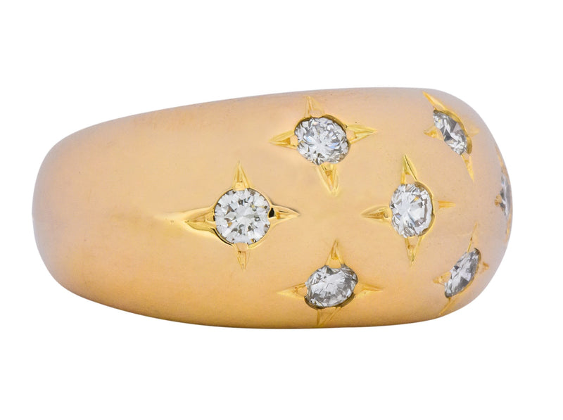 Chaumet Paris Vintage Diamond 18 Karat Yellow Gold Starburst Puffy