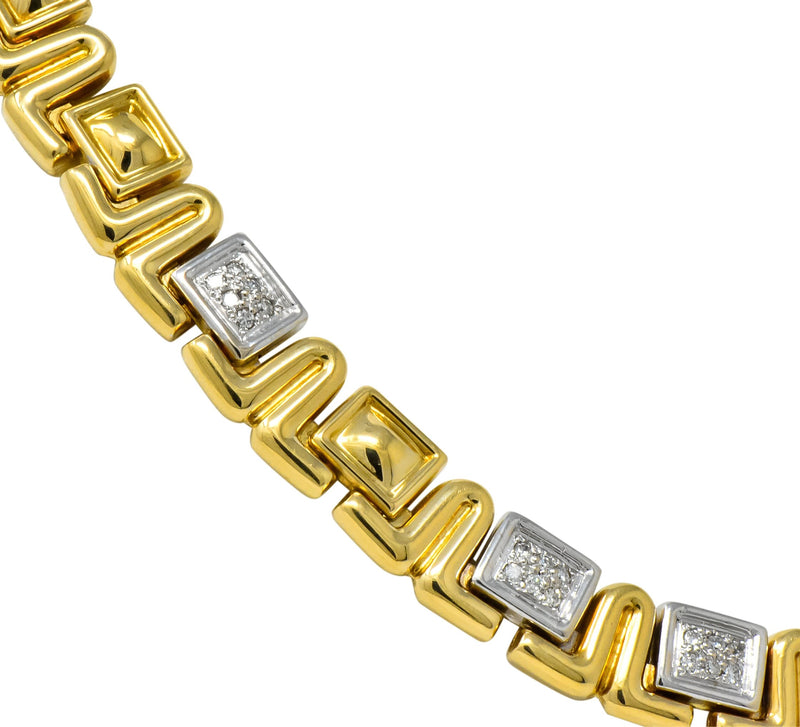 Chiampesan Modernist 0.85 CTW Diamond 18 Karat Two-Tone Gold Collar Necklace - Wilson's Estate Jewelry
