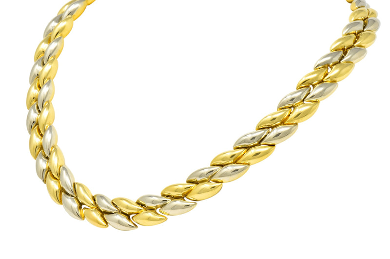 Chimento 18 Karat Two-Tone Gold Italian Puffed Reversible Collar Necklace - Wilson's Estate Jewelry