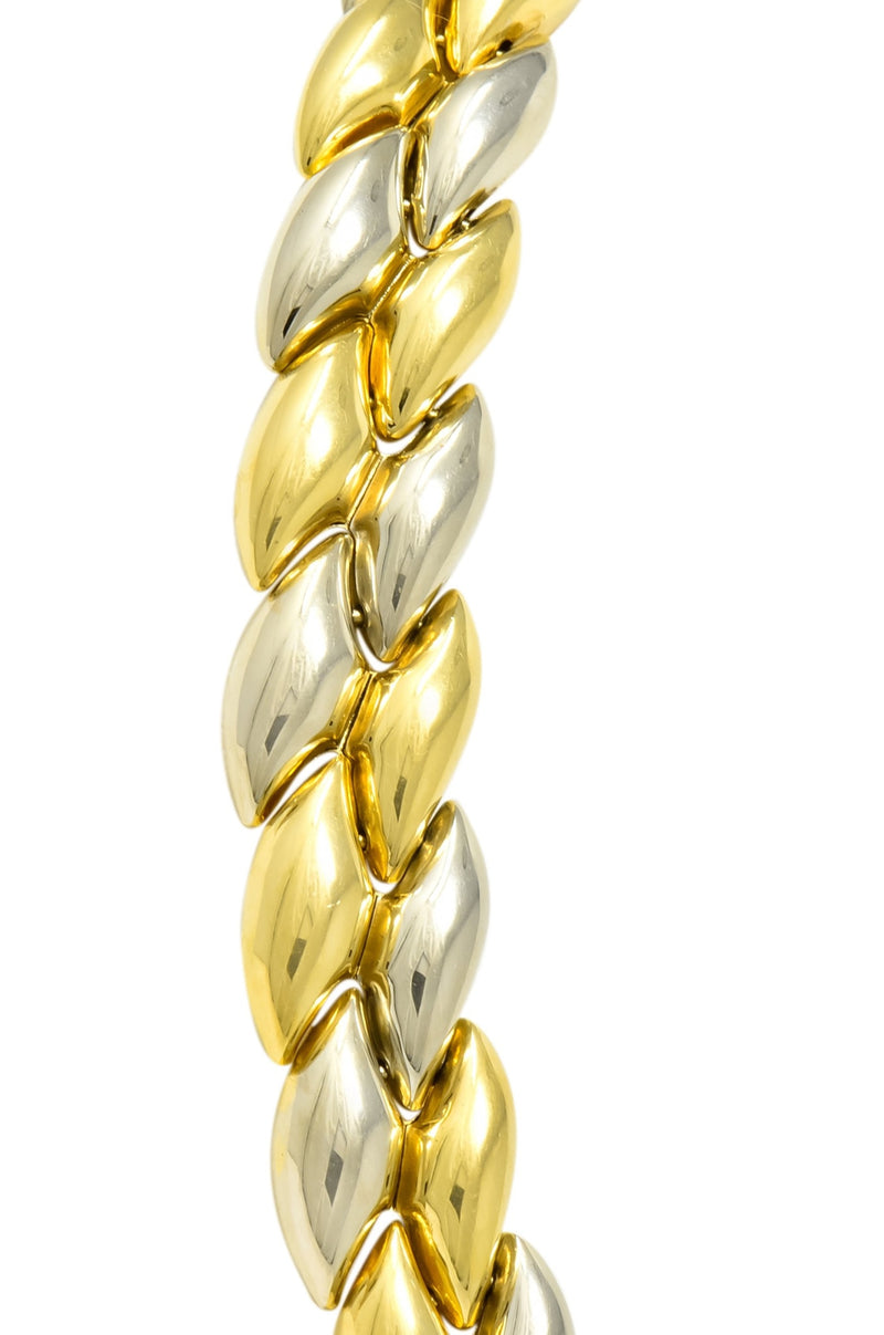 Chimento 18 Karat Two-Tone Gold Italian Puffed Reversible Collar Necklace - Wilson's Estate Jewelry