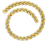 Chimento 18 Karat Two-Tone Gold Italian Puffed Reversible Collar Necklace - Wilson's Estate Jewelry
