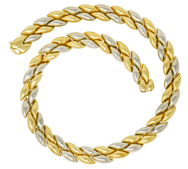 Chimento 18 Karat Two-Tone Gold Italian Puffed Reversible Collar Necklace - Wilson's Estate Jewelry