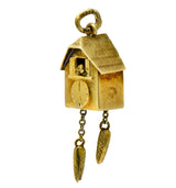 Circa 1905 Antique Enamel 14 Karat Gold German Cuckoo Clock Charm - Wilson's Estate Jewelry