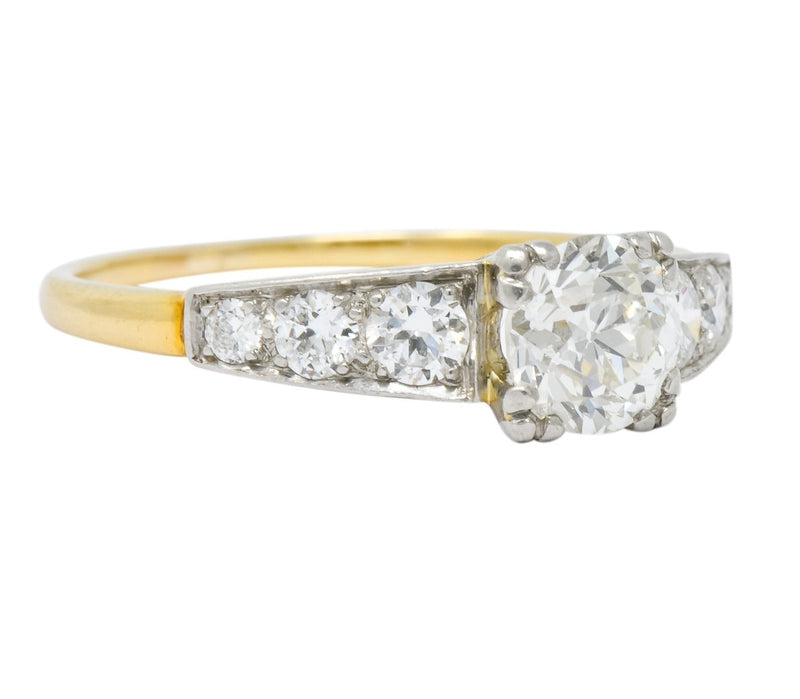 Circa 1910 Edwardian 0.89 CTW Diamond Platinum-Topped 14 Karat Gold Engagement Ring - Wilson's Estate Jewelry