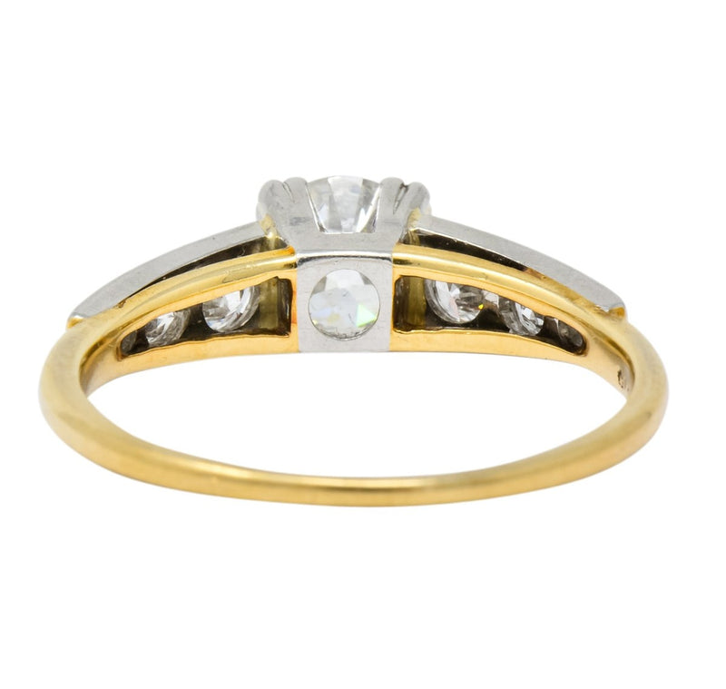 Circa 1910 Edwardian 0.89 CTW Diamond Platinum-Topped 14 Karat Gold Engagement Ring - Wilson's Estate Jewelry