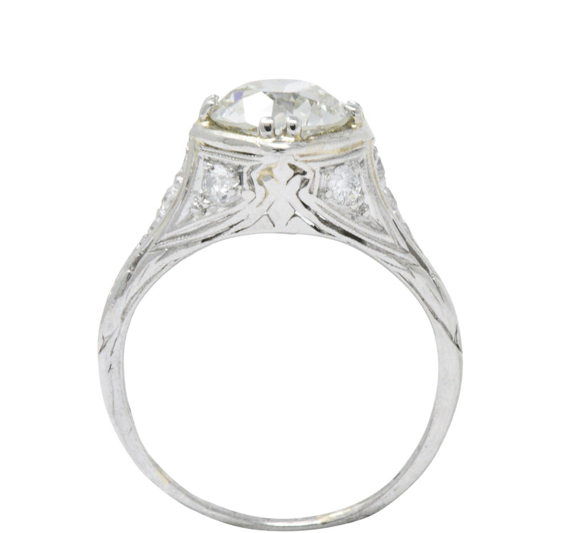 Early Retro 1.76 CTW Old European Diamond Platinum Engagement Ring GIA Wilson's Estate Jewelry