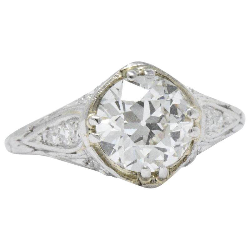 Early Retro 1.76 CTW Old European Diamond Platinum Engagement Ring GIA Wilson's Estate Jewelry