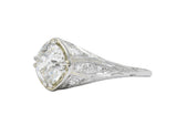 Early Retro 1.76 CTW Old European Diamond Platinum Engagement Ring GIA Wilson's Estate Jewelry