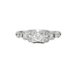 Circa 1940's 0.31 CTW Diamond 18 Karat White Gold Engagement Ring Wilson's Estate Jewelry