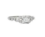 Circa 1940's 0.31 CTW Diamond 18 Karat White Gold Engagement Ring Wilson's Estate Jewelry
