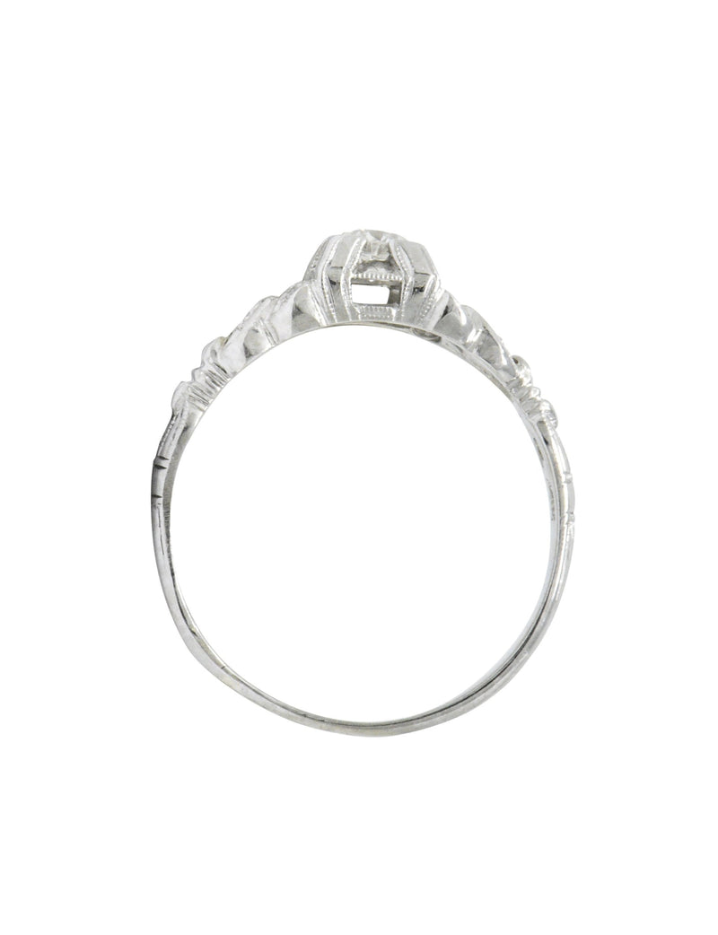 Circa 1940's 0.31 CTW Diamond 18 Karat White Gold Engagement Ring Wilson's Estate Jewelry