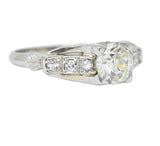 Circa 1940's Retro 1.16 CTW Diamond 18 Karat White Gold Engagement Ring GIA - Wilson's Estate Jewelry