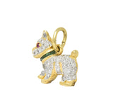1980's Vintage 0.55 CTW Diamond Emerald 18 Karat Two-Tone Gold Scottie Terrier Charm Wilson's Estate Jewelry