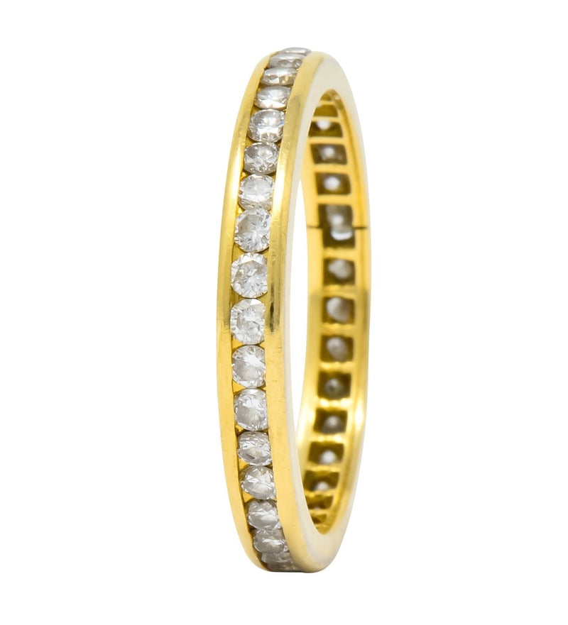 Contemporary 0.75 CTW Diamond 14 Karat Gold Eternity Band Stack Ring Wilson's Antique & Estate Jewelry