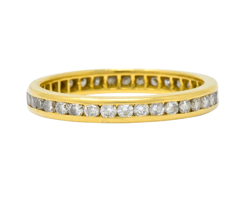 Contemporary 0.75 CTW Diamond 14 Karat Gold Eternity Band Stack Ring Wilson's Antique & Estate Jewelry