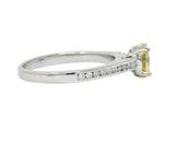 Contemporary 0.79 CTW Fancy Yellow Diamond 14 Karat White Gold Engagement Ring GIA Wilson's Estate Jewelry