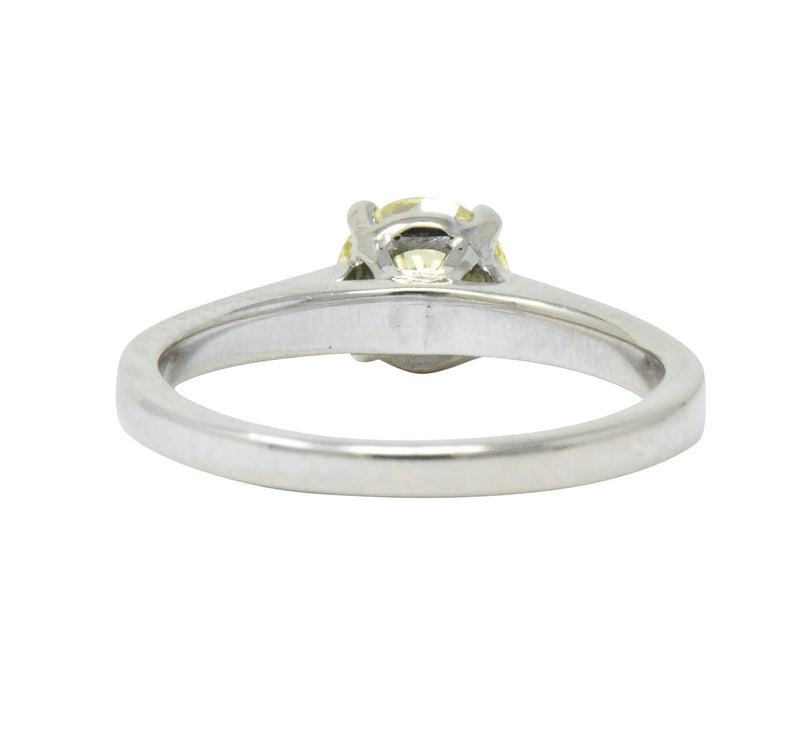 Contemporary 0.79 CTW Fancy Yellow Diamond 14 Karat White Gold Engagement Ring GIA Wilson's Estate Jewelry