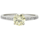 Contemporary 0.79 CTW Fancy Yellow Diamond 14 Karat White Gold Engagement Ring GIA Wilson's Estate Jewelry