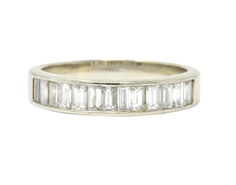 Contemporary 1.00 CTW Diamond 14 Karat White Gold Channel Band Ring Wilson's Estate Jewelry