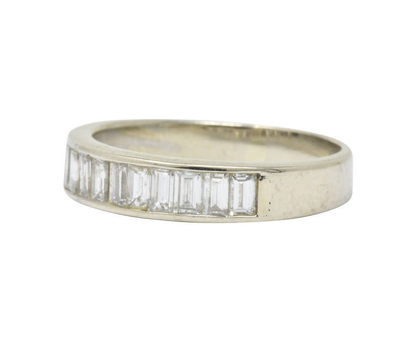 Contemporary 1.00 CTW Diamond 14 Karat White Gold Channel Band Ring Wilson's Estate Jewelry