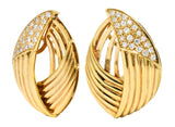 Contemporary 1.00 CTW Diamond 18 Karat Gold Earrings - Wilson's Estate Jewelry