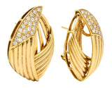Contemporary 1.00 CTW Diamond 18 Karat Gold Earrings - Wilson's Estate Jewelry