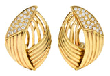 Contemporary 1.00 CTW Diamond 18 Karat Gold Earrings - Wilson's Estate Jewelry