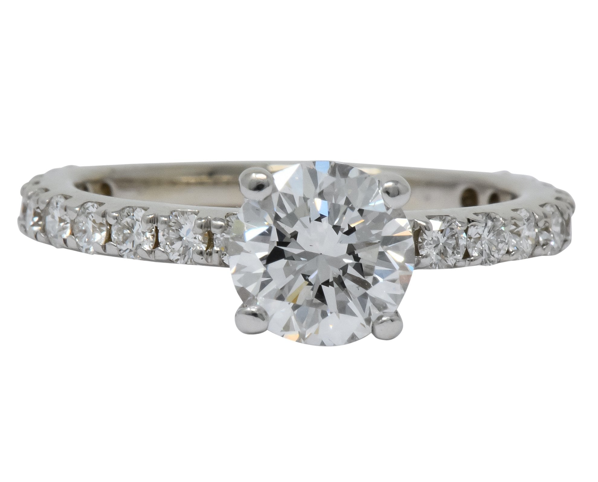 Contemporary 1.44 CTW Diamond 14 Karat White Gold Engagement Ring GIA - Wilson's Estate Jewelry