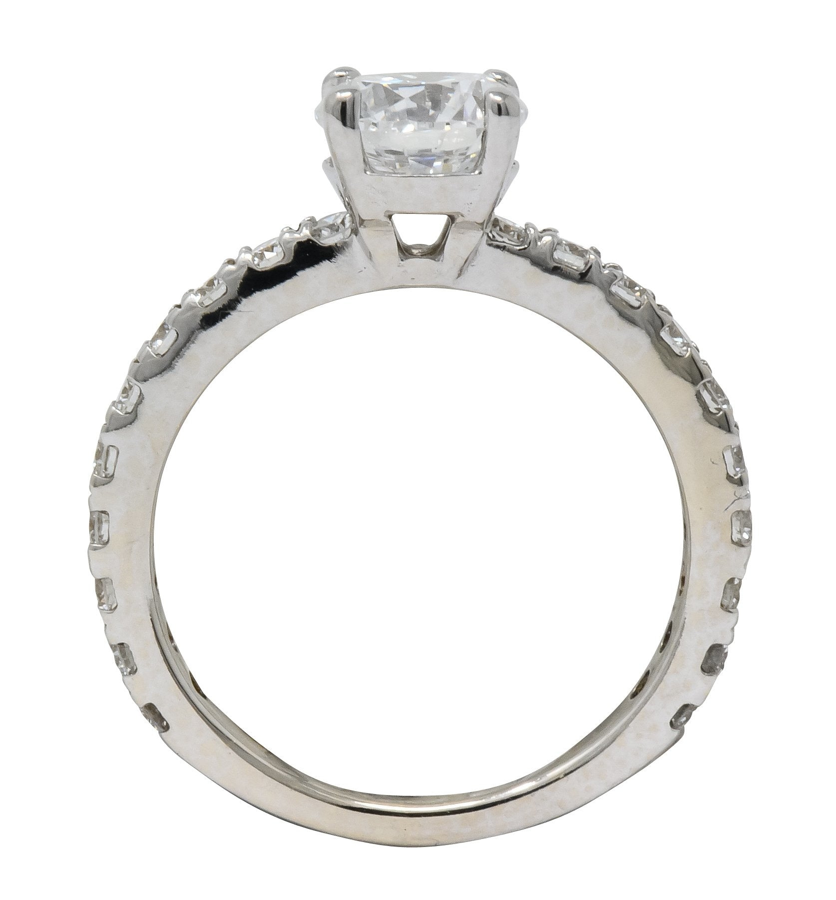 Contemporary 1.44 CTW Diamond 14 Karat White Gold Engagement Ring GIA - Wilson's Estate Jewelry